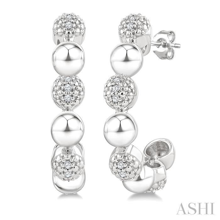 Bead Bijoux Silver Bold Diamond Half Hoop Earrings