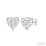 1/3 Ctw Heart Shape Lovebright Round Cut Diamond Stud Earring in 14K White Gold