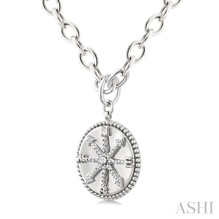 Silver Compass Medallion Diamond Fashion Pendant