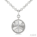 Silver Circle Cross Fluted Medallion Diamond Fashion Pendant