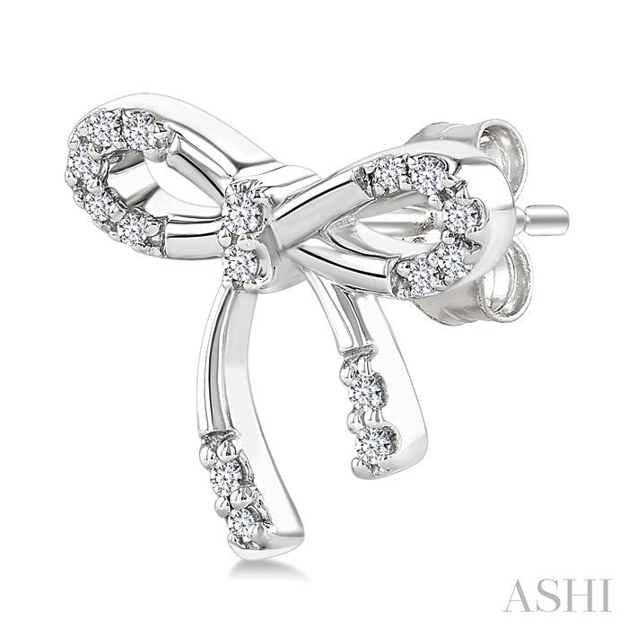 Silver Bow Diamond Fashion Earrings