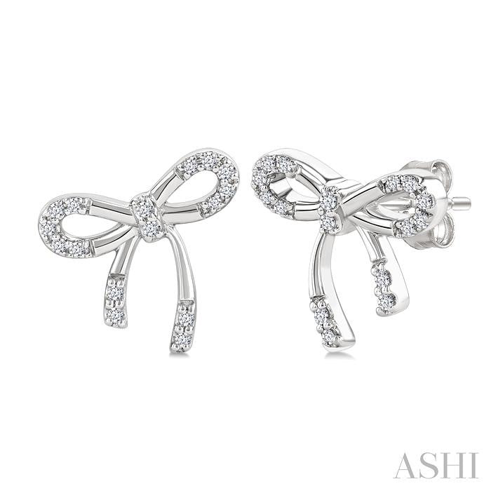 Silver Bow Diamond Fashion Earrings