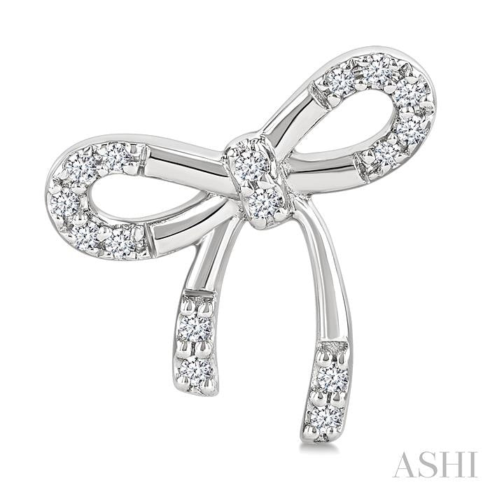 Silver Bow Diamond Fashion Earrings