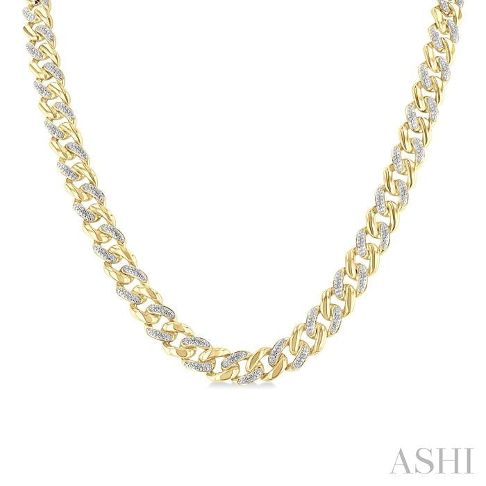 Gold Vermeil Curb & Cuban Diamond Necklace