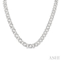 Silver Curb & Cuban Diamond Necklace