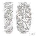 Silver Curb & Cuban Diamond Hoop Earrings