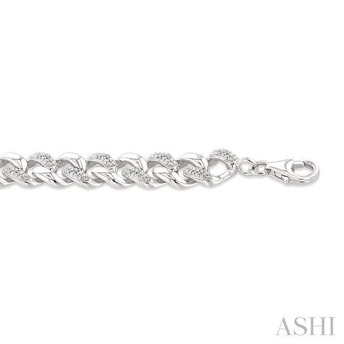 Silver Bold Curb & Cuban Diamond Bracelet