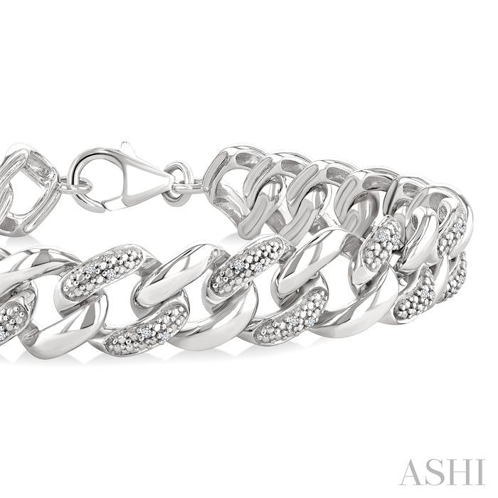 Silver Bold Curb & Cuban Diamond Bracelet