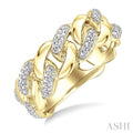 Gold Vermeil Bold Curb & Cuban Diamond Ring