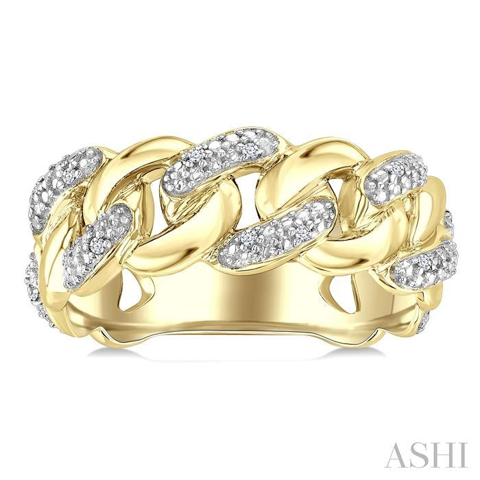 Gold Vermeil Bold Curb & Cuban Diamond Ring