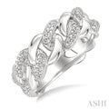 Silver Bold Curb & Cuban Diamond Ring