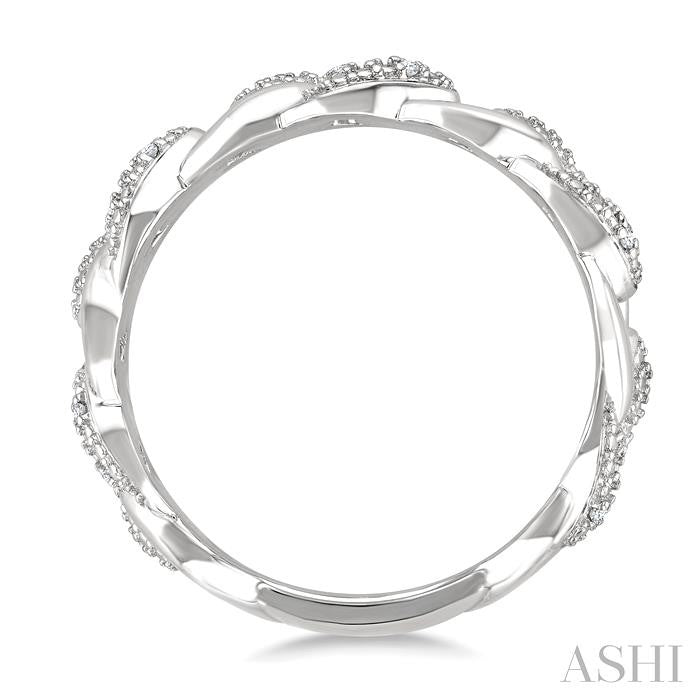 Silver Bold Curb & Cuban Diamond Ring