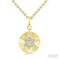 Gold Vermeil Circle Star Of David Fluted Medallion Diamond Pendant