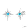 Silver Star Gemstone & Diamond Fashion Earrings