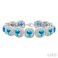 Silver Cushion Shape Gemstone & Diamond Bracelet