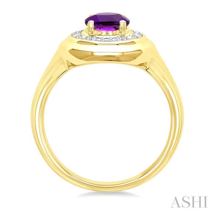 Gold Vermeil Bold Oval Shape Gemstone & Diamond Ring