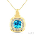 Gold Vermeil Bold Cushion Shape Gemstone & Diamond Pendant