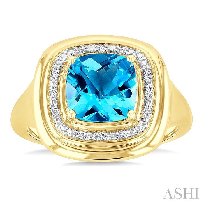 Gold Vermeil Bold Cushion Shape Gemstone & Diamond Ring
