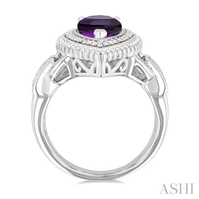Silver Pear Shape Gemstone & Diamond Ring