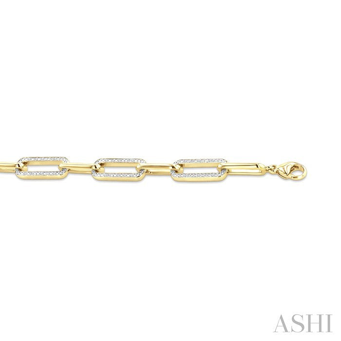 Gold Vermeil Bold Paperclip Diamond Fashion Bracelet