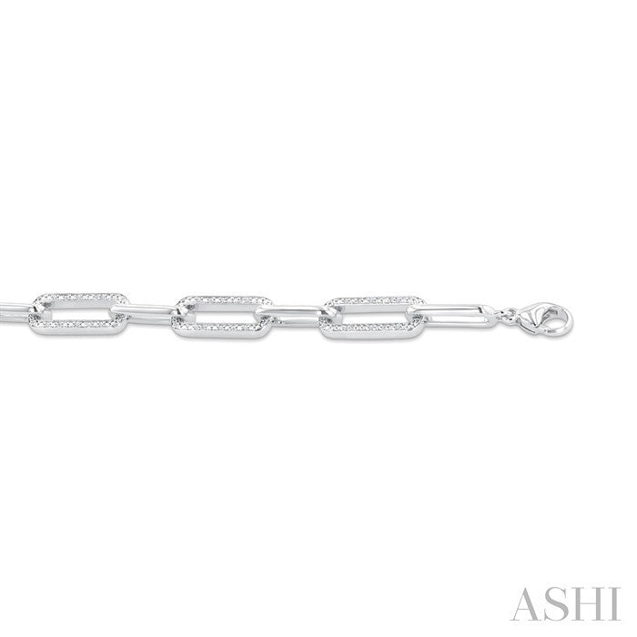 Silver Bold Paperclip Diamond Fashion Bracelet