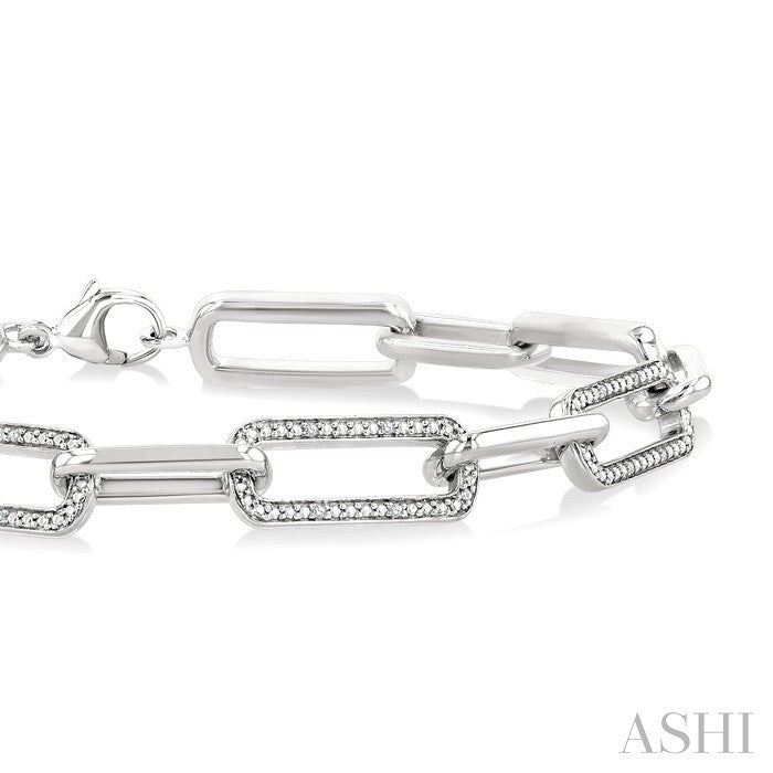 Silver Bold Paperclip Diamond Fashion Bracelet