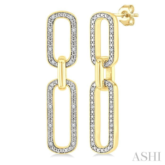 Gold Vermeil Bold Paperclip Diamond Fashion Earrings