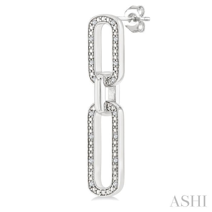 Silver Bold Paperclip Diamond Fashion Earrings