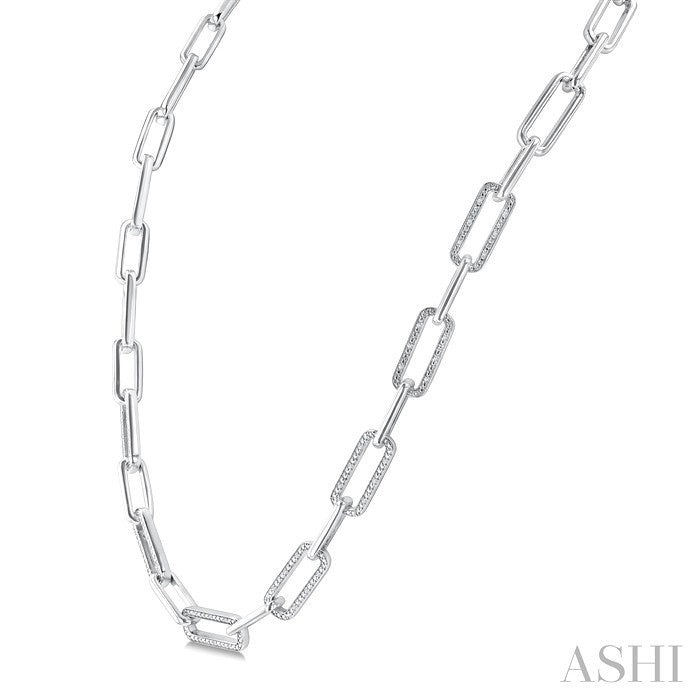 Silver Bold Paperclip Diamond Necklace