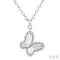 Silver Butterfly Fluted Medallion Diamond Pendant