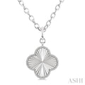 Silver Clover Fluted Medallion Diamond Pendant