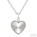 Silver Heart Fluted Medallion Diamond Pendant