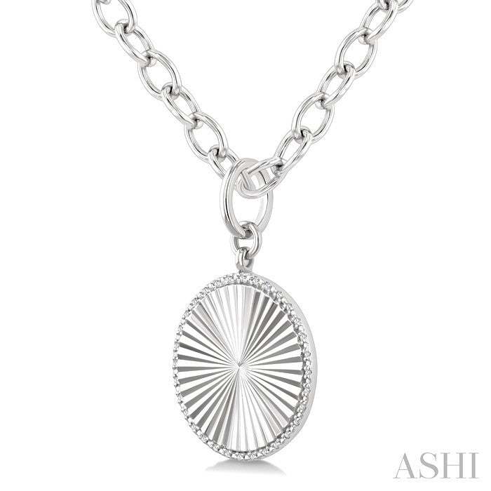 Silver Circle Fluted Medallion Diamond Pendant