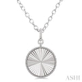 Silver Circle Fluted Medallion Diamond Pendant