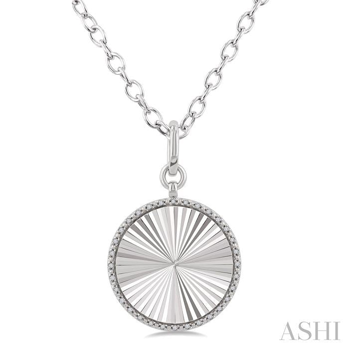 Silver Circle Fluted Medallion Diamond Pendant