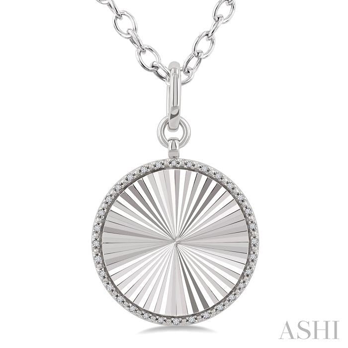 Silver Circle Fluted Medallion Diamond Pendant