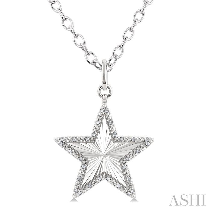 Silver Star Fluted Medallion Diamond Pendant