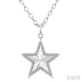 Silver Star Fluted Medallion Diamond Pendant