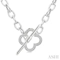 Silver Clover Toggle Diamond Fashion Necklace