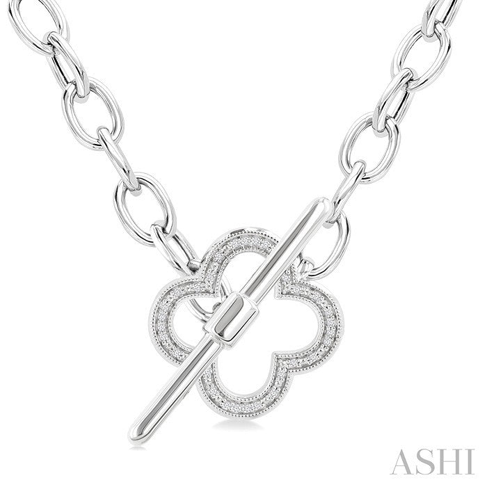 Silver Clover Toggle Diamond Fashion Necklace
