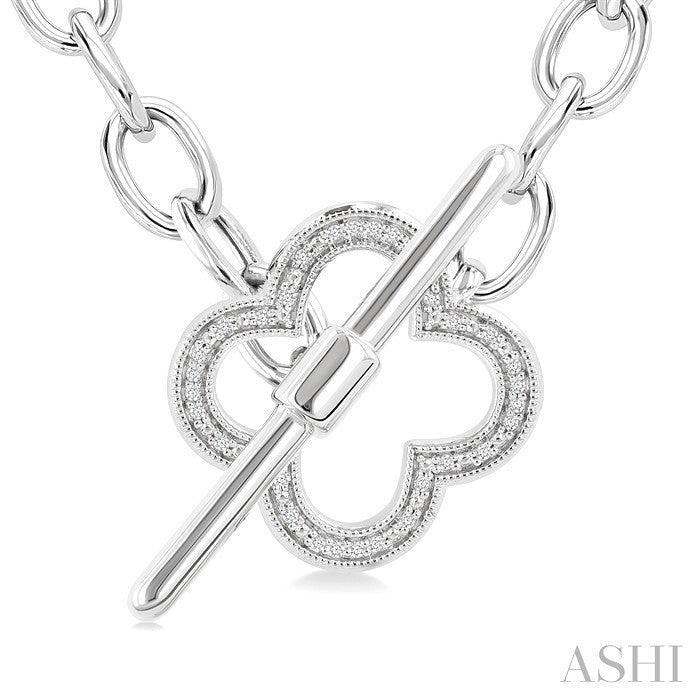 Silver Clover Toggle Diamond Fashion Necklace