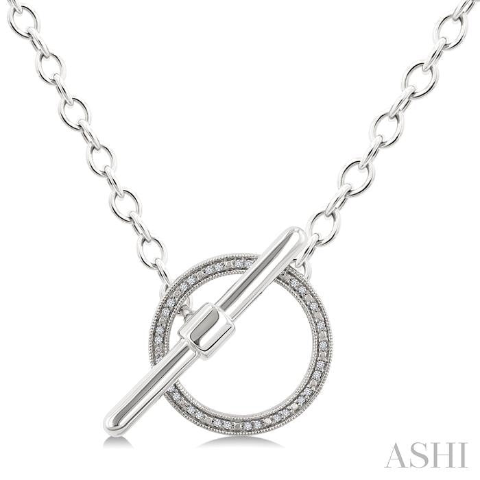 Silver Circle Toggle Diamond Fashion Necklace