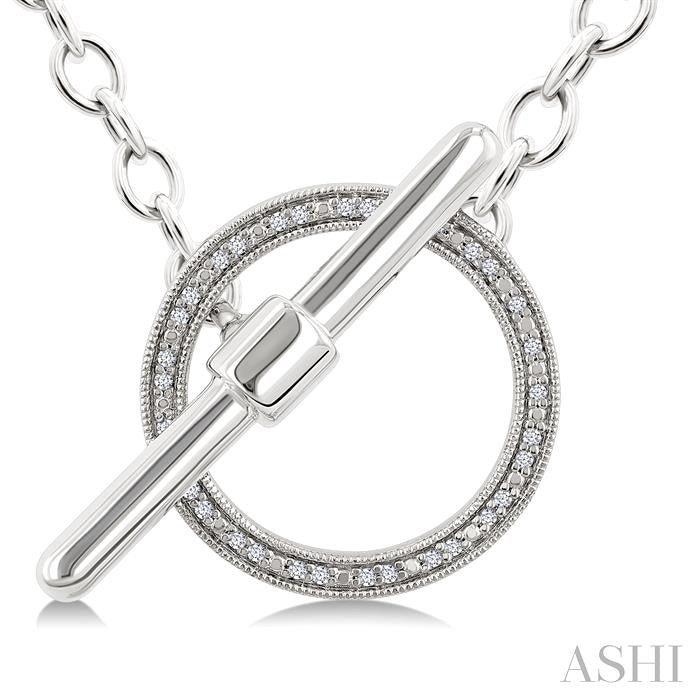 Silver Circle Toggle Diamond Fashion Necklace