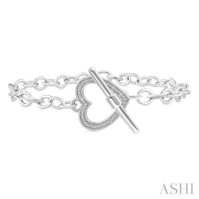 Silver Heart Toggle Diamond Fashion Bracelet