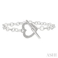 Silver Heart Toggle Diamond Fashion Bracelet