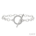 Silver Circle Toggle Diamond Fashion Bracelet
