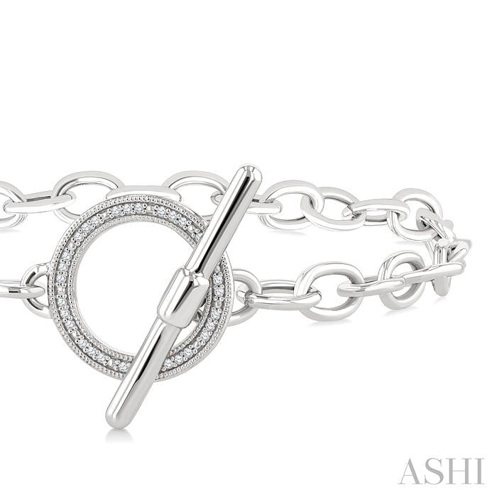 Silver Circle Toggle Diamond Fashion Bracelet