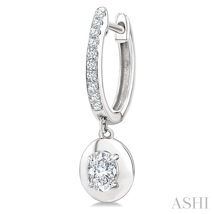 Oval Shape Diamond Huggie Fashion Earrings