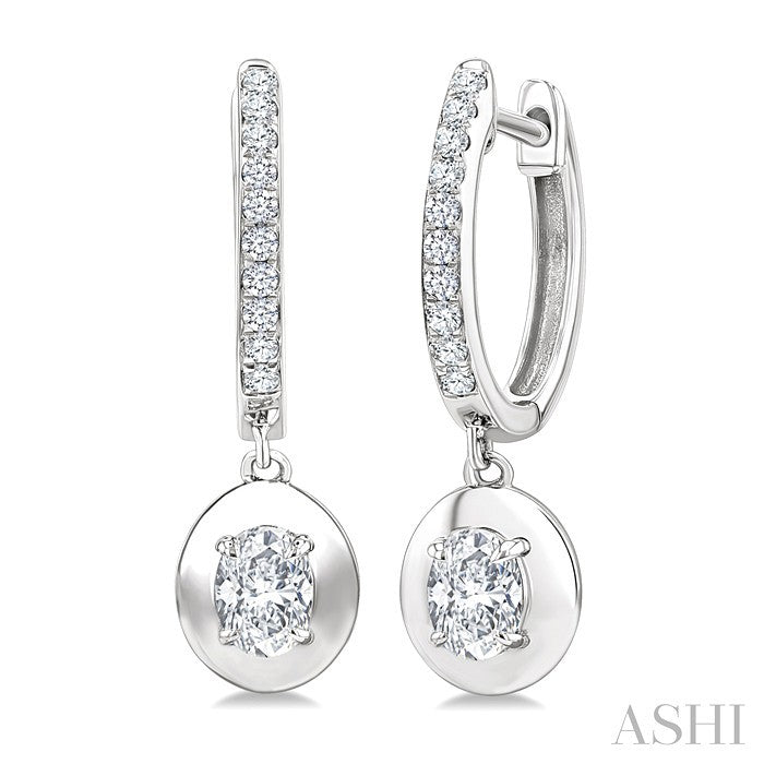Oval Shape Diamond Huggie Fashion Earrings