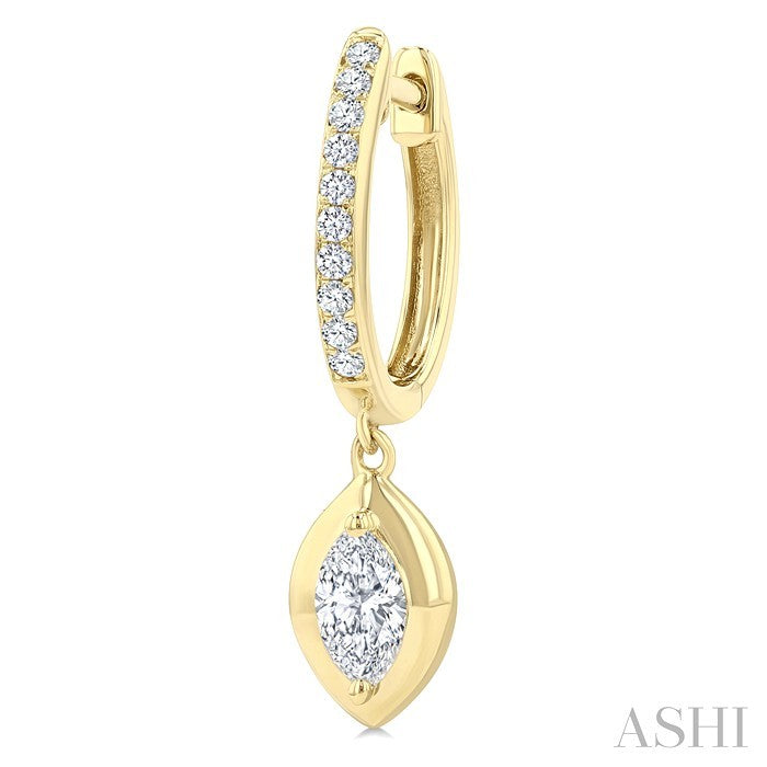Marquise Shape Diamond Huggie Fashion Earrings
